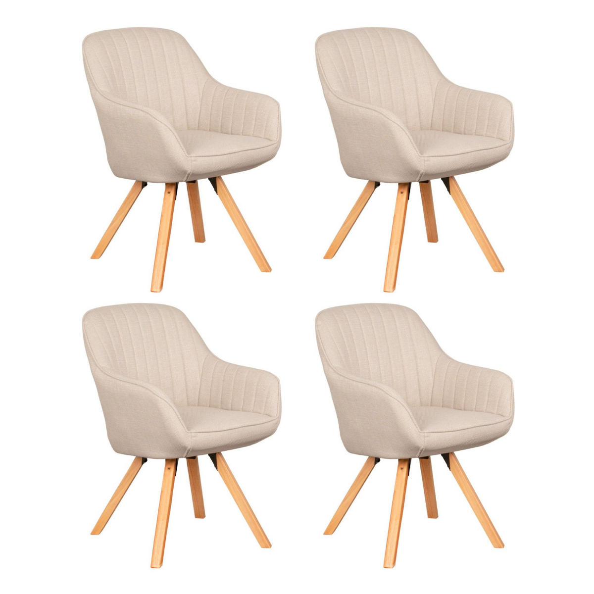 ESSZIMMERSTUHL Matera 4er-Set FSC® - Beige/Schwarz, Naturmaterialien/Textil (59/84/61cm) - Mr. Deko