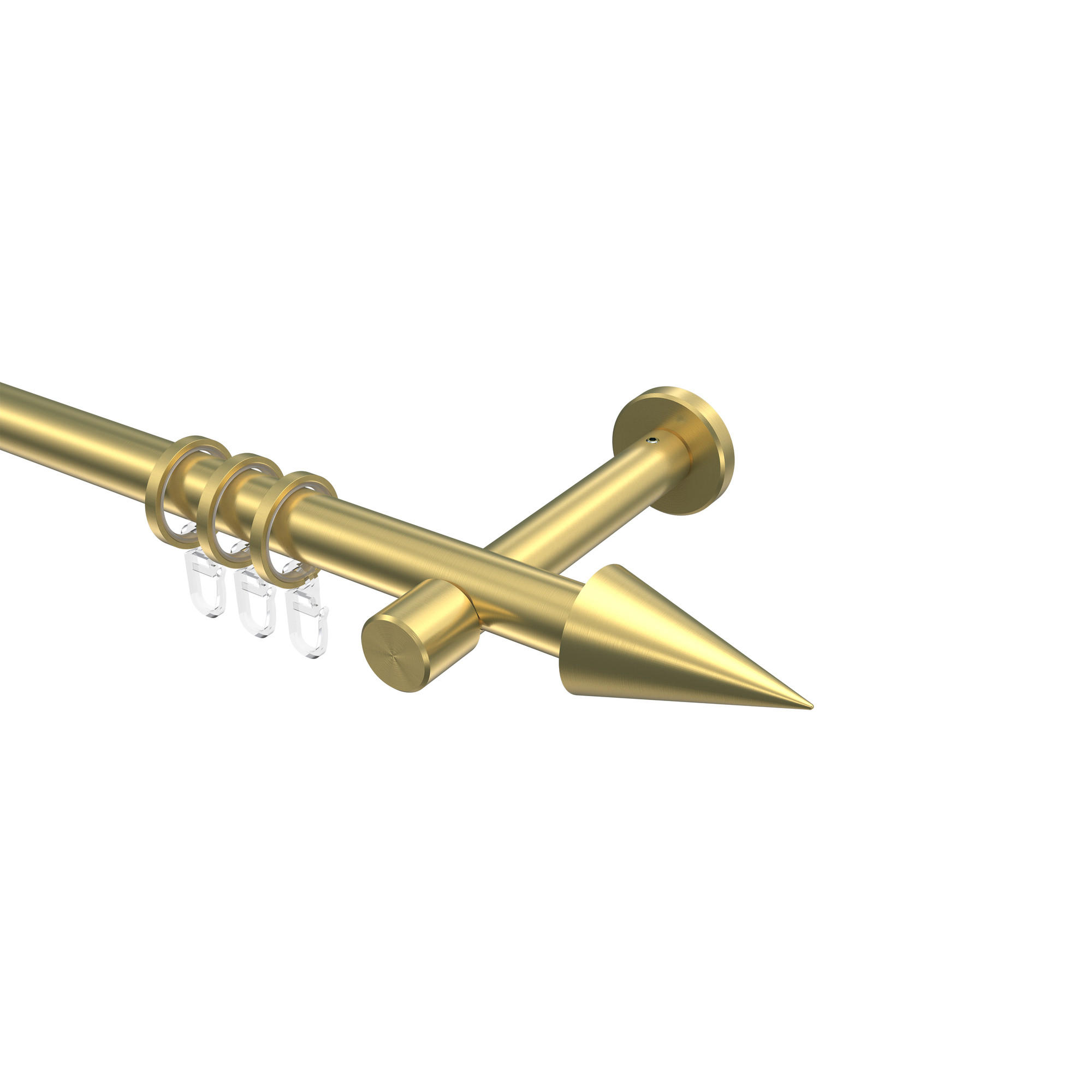 GARDINENSTANGE Prestige Savio 320 cm (geteilt in 2 x 160 cm), 1-läufig, 20 mm Ø Messing-Optik - Messingfarben, Metall (320cm) - INTERDECO