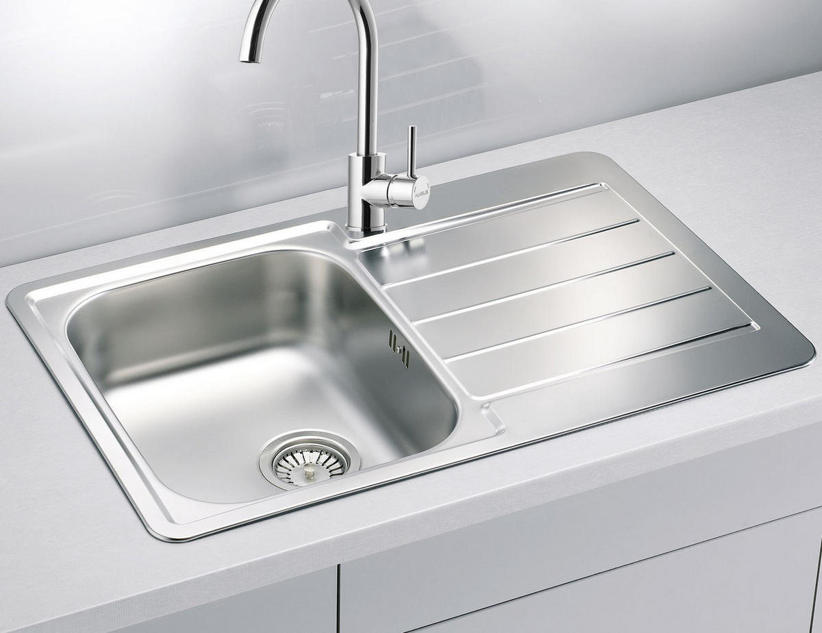 KÜCHENSPÜLE 79x50cm Edelstahl Line 80 Schrank ab 45cm ohne Hahnloch mit Ablage - Edelstahlfarben, Metall (50/16/79cm) - Alveus