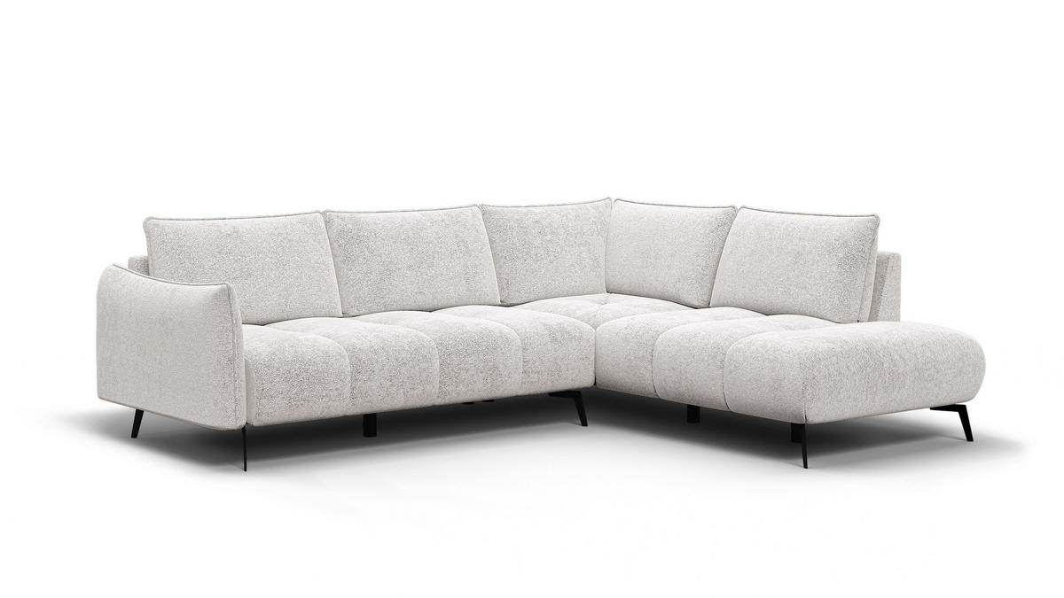 ECKSOFA AERA 5-Sitzer rechts, ecru - Ecru/Schwarz, Holz/Textil (268/206cm) - Courtois Laville