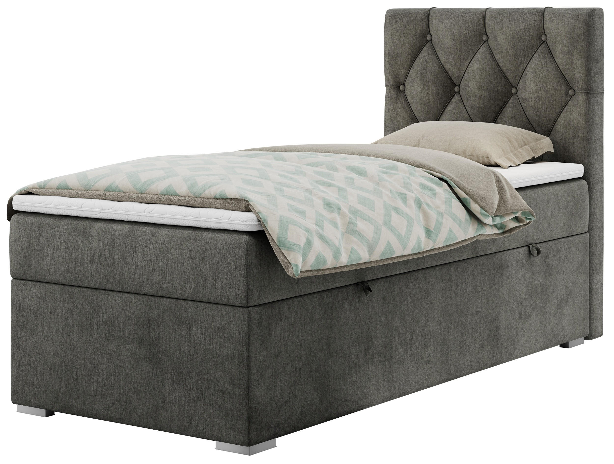 BOXBETT ALDA 90/200 Dunkelgrau Velvet - H4 - Rechts Seite - Dunkelgrau, Holz/Textil (90/200cm) - MKS