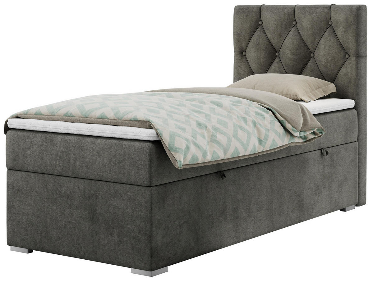 BOXBETT ALDA 90/200 Dunkelgrau Velvet - H4 - Rechts Seite - Dunkelgrau, Holz/Textil (90/200cm) - MKS