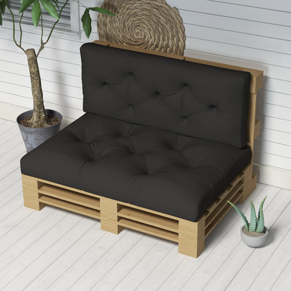 SITZKISSEN, Polyester, Dunkelgrau - Dunkelgrau, Kunststoff (80/12/120cm) - Outsunny