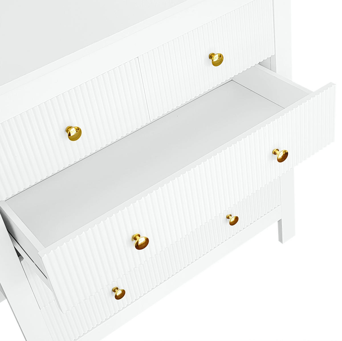 KOMMODE aus Spanplatte 79x80,5x39,5cm in Weiß mit 5 Schubladen - Weiß, Holzwerkstoff (80.5/80.5/39.5cm) - Modfu