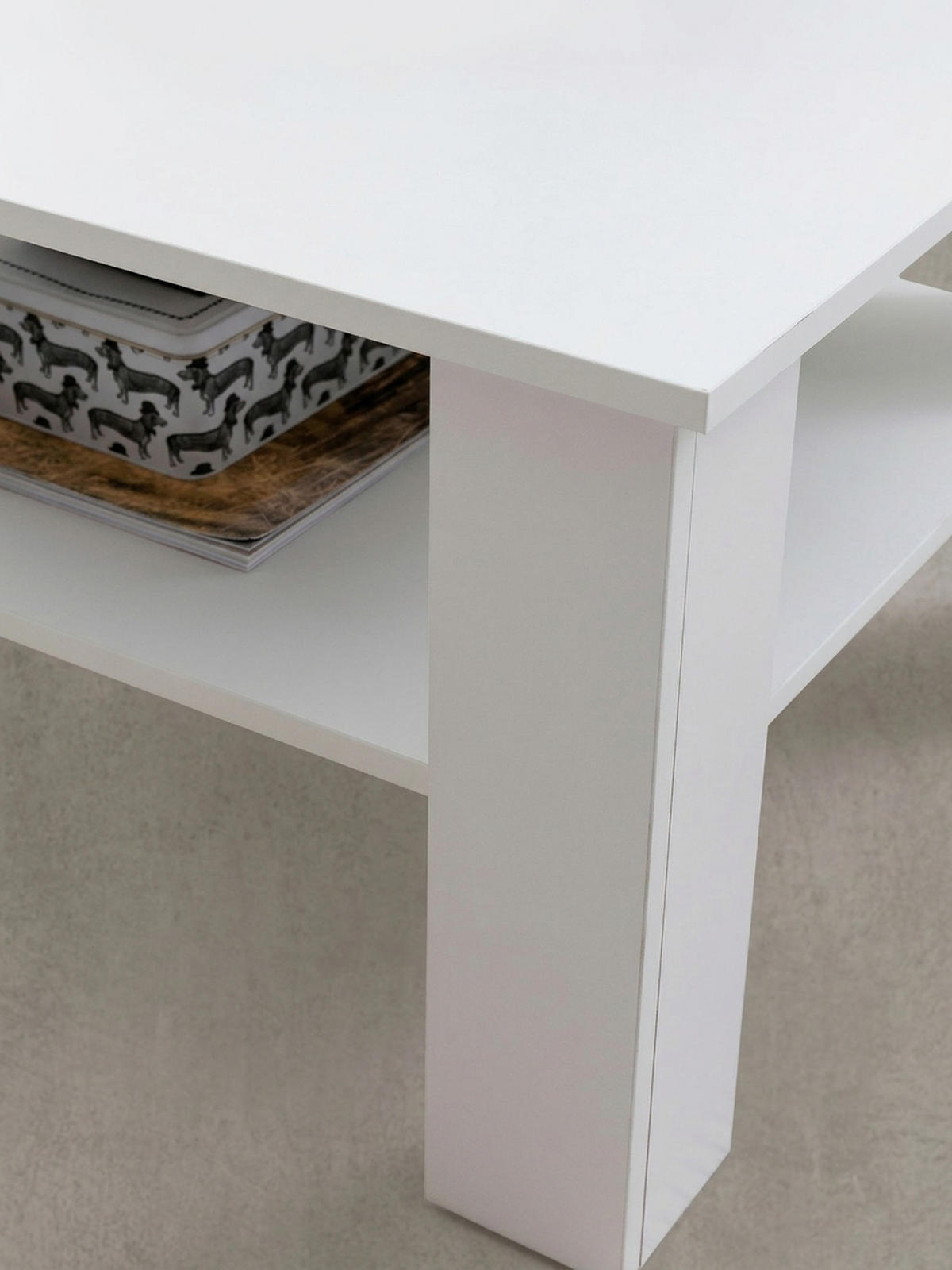 COUCHTISCH NIDDA aus Sonoma Eiche, kratzfest und Ablagefläche, Weiß 60x60x42 cm - Weiß, Holz (60/60/42cm) - KADIMA DESIGN