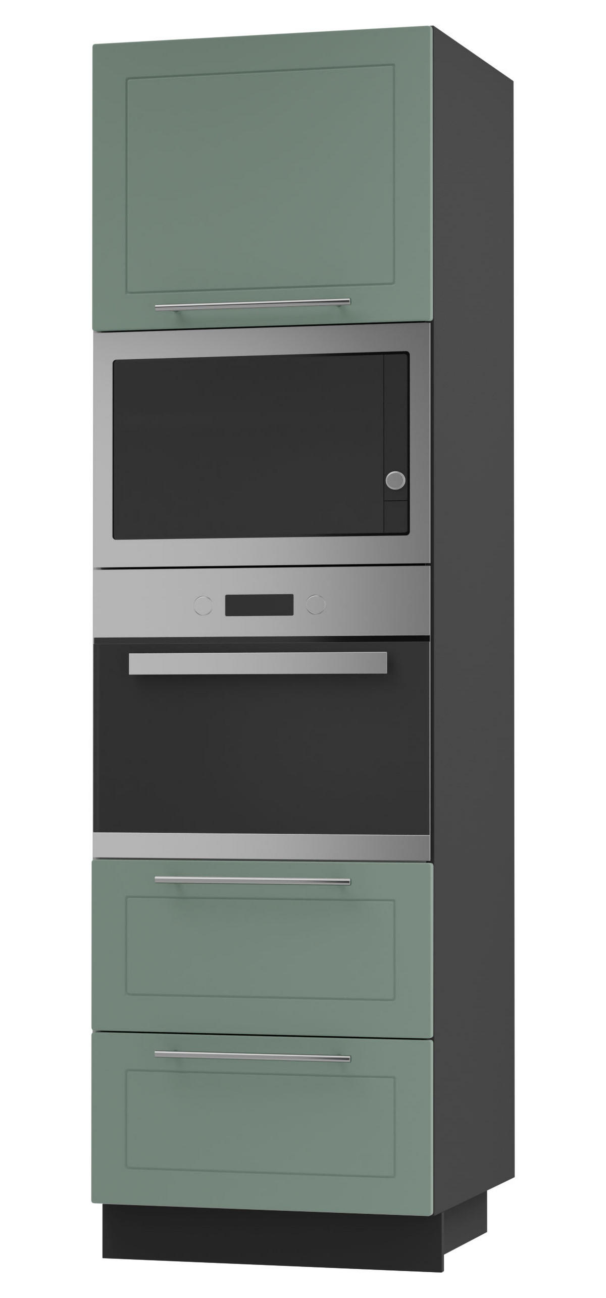 BACKOFEN-HOCHSCHRANK Kvantum D14/RU/2A/284 Mint Matt / Schwarz Matt 60 / 59 / 207cm - Schwarz/Mintgrün, Holz/Holzwerkstoff (60/207/59cm) - Feldmann-Wohnen