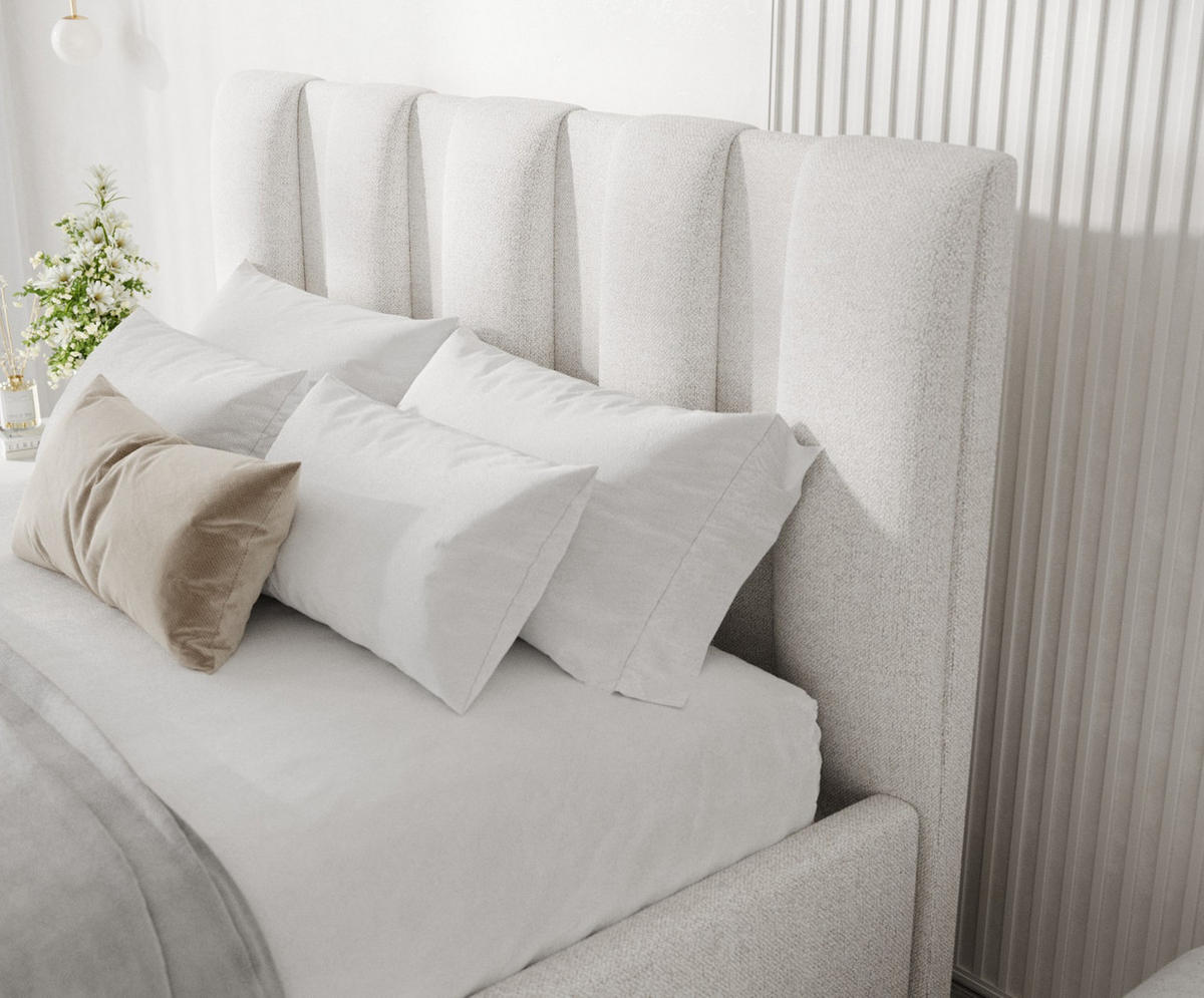 POLSTERBETT Loom 180/200 cm Hellbeige im Riva Stoff - Beige/Naturfarben, Holz/Holzwerkstoff (180/200cm) - AltaBeds