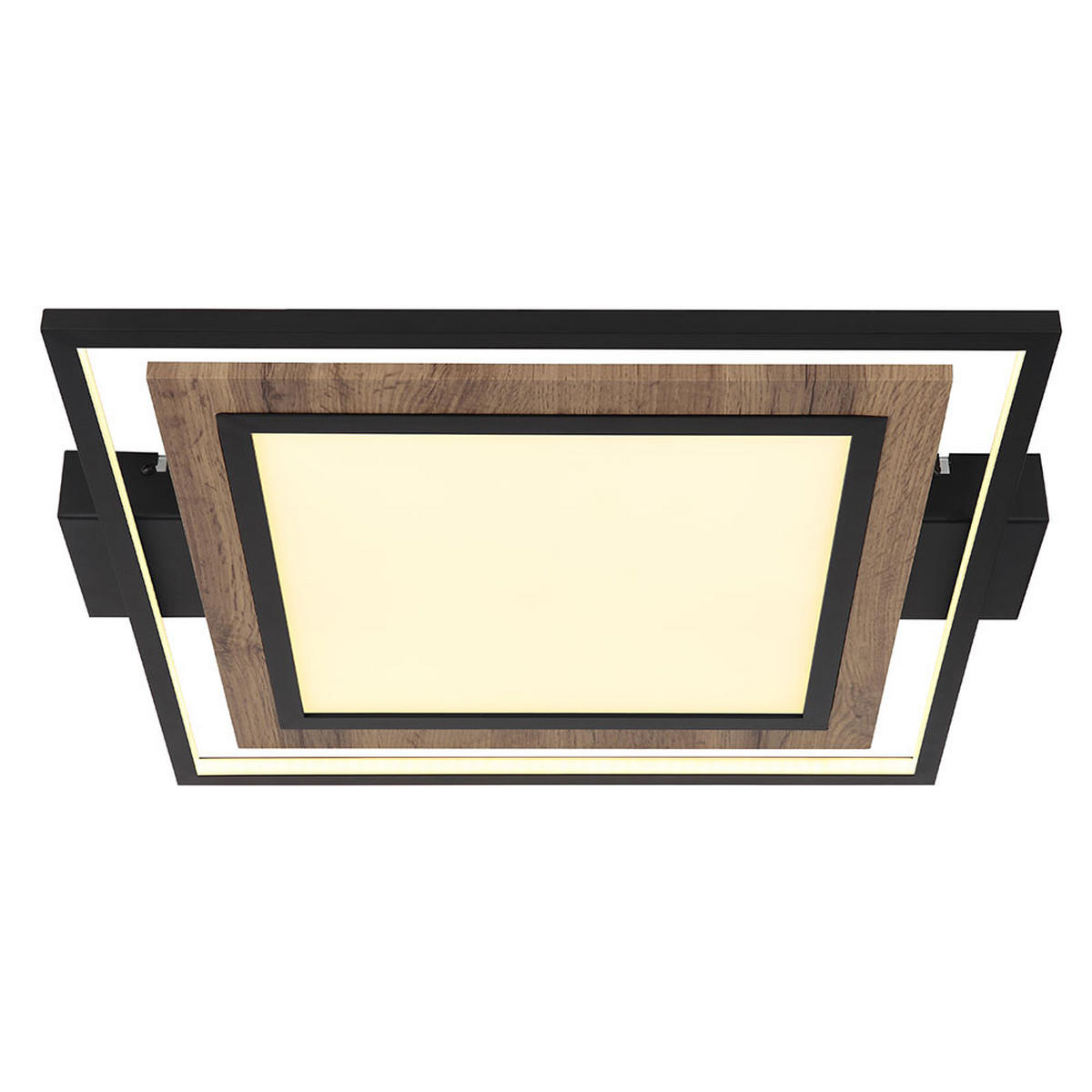 LED DECKENLEUCHTE Metall Schwarz Matt Holzoptik - Schwarz, Metall (50/45/6cm) - Globo Lighting