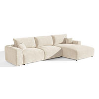 ECKSOFA rechtwinklig COMO Bouclé-Stoff Creme 297cm - Creme, Textil (297/167cm) - Premium Interiors