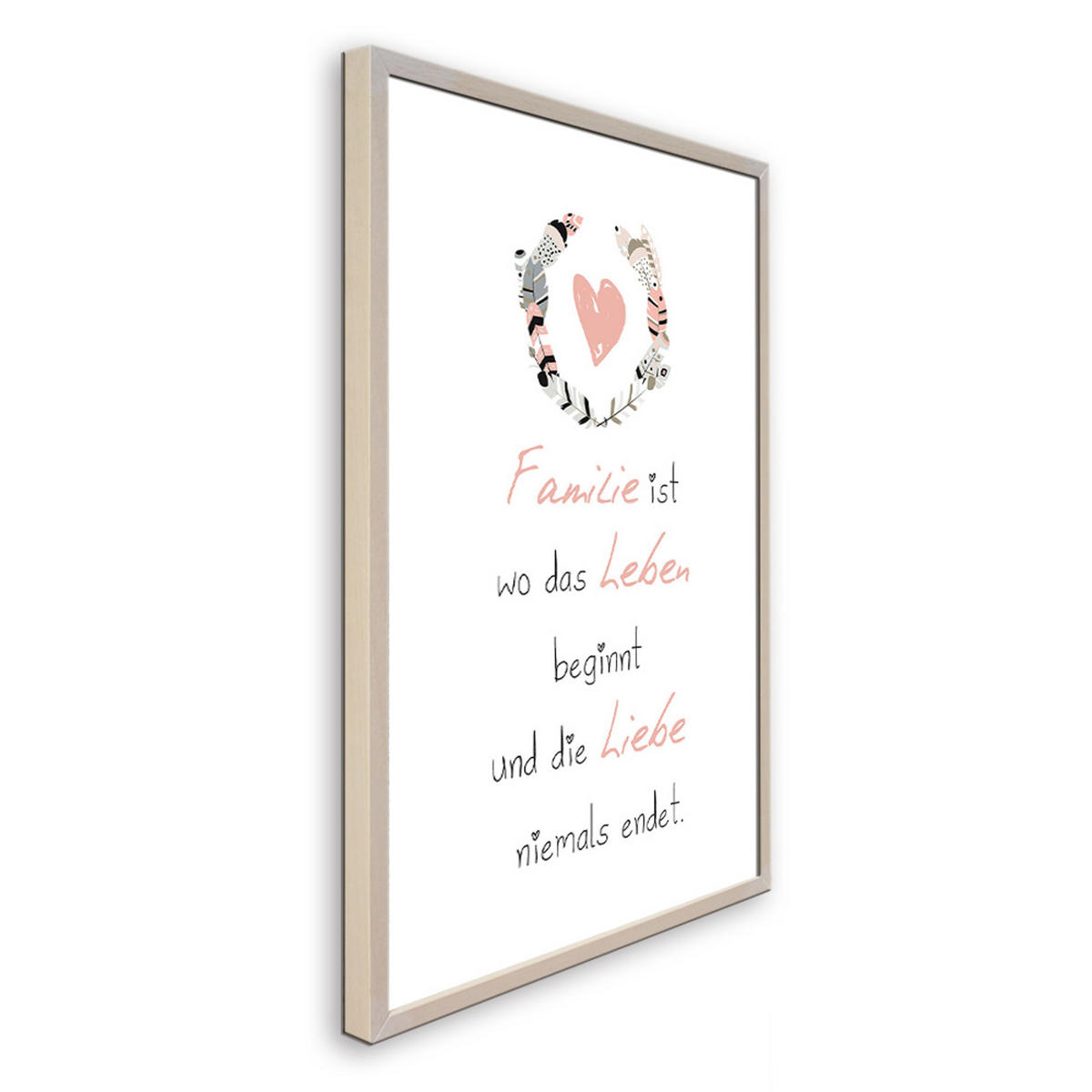 BILD mit Rahmen 51x71 cm Spruch: Zuhause - Beige, Holz (51/71cm) - artissimo