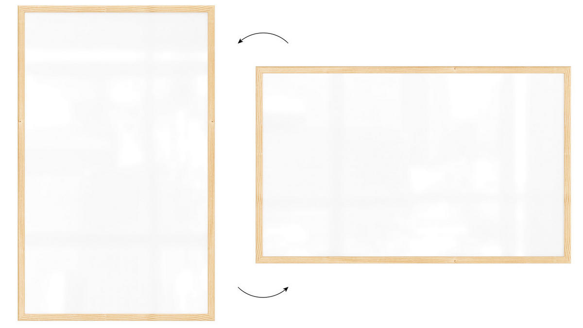 WHITEBOARD Magnetisch 80x50cm mit Naturholzrahmen - Weiß, Metall (80/50/1.5cm) - ALLboards