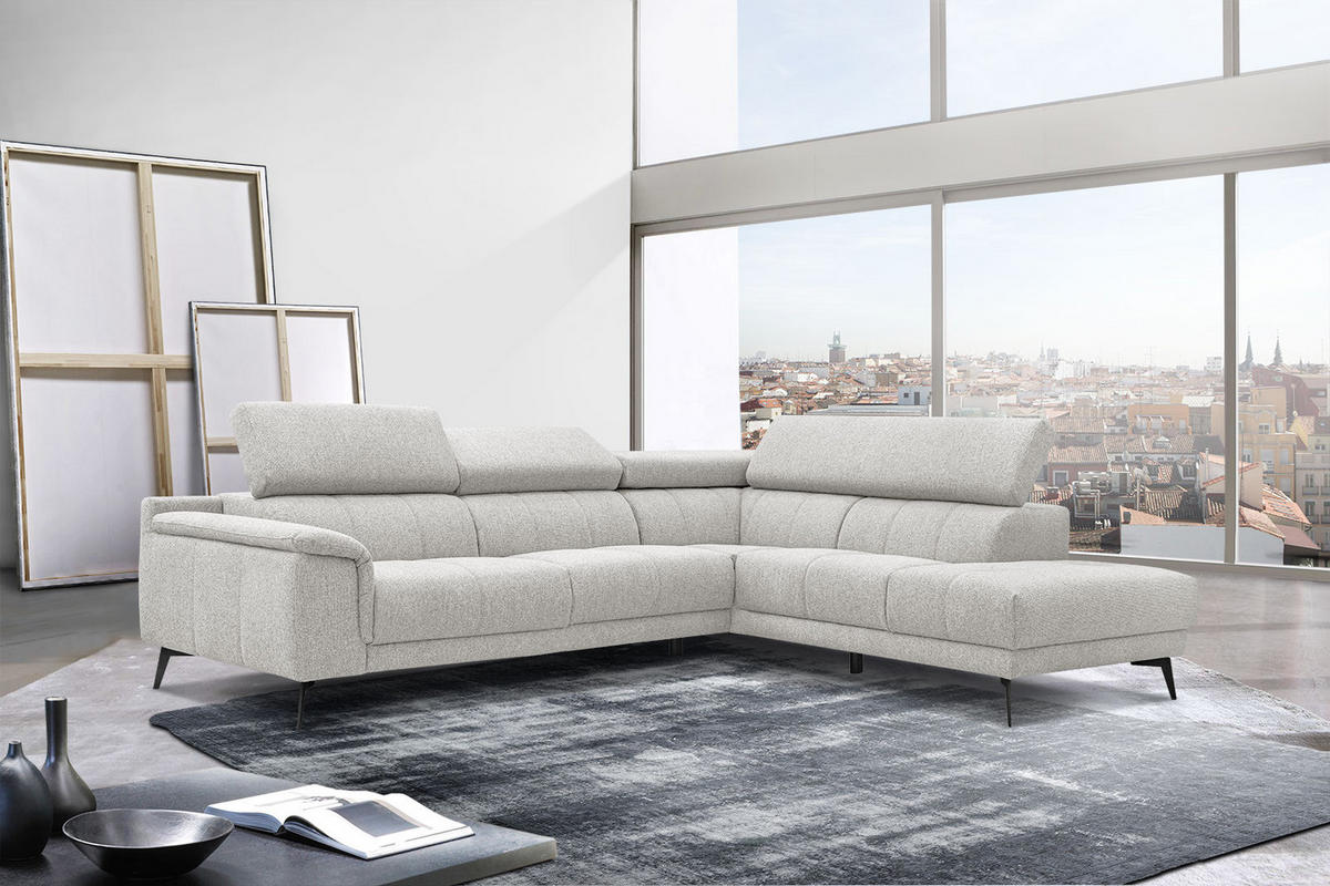 ECKSOFA FIERO 5-Sitzer, creme - Creme/Schwarz, Holzwerkstoff/Textil (290/228cm) - Courtois Laville