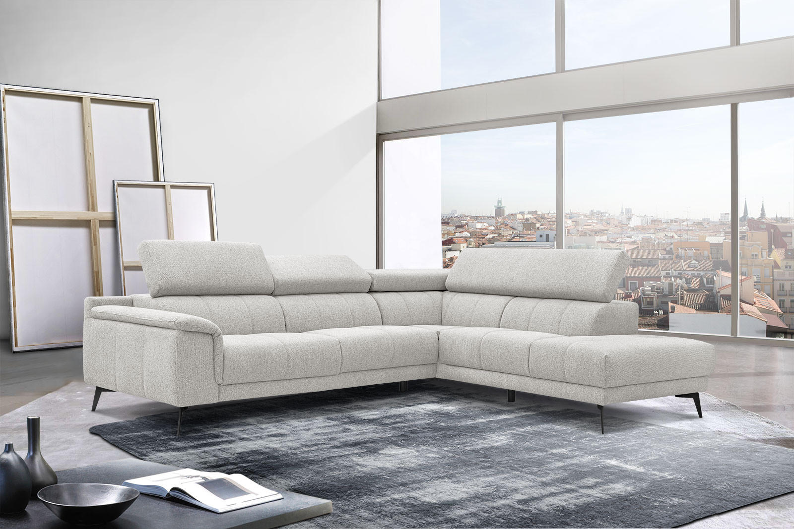 Thumbnail - Courtois Laville Ecksofa, Creme, Textil, 5-Sitzer, L-Form, Ottomane rechts,L-Form, 290x228 cm, Wohnzimmer, Sofas & Couch...