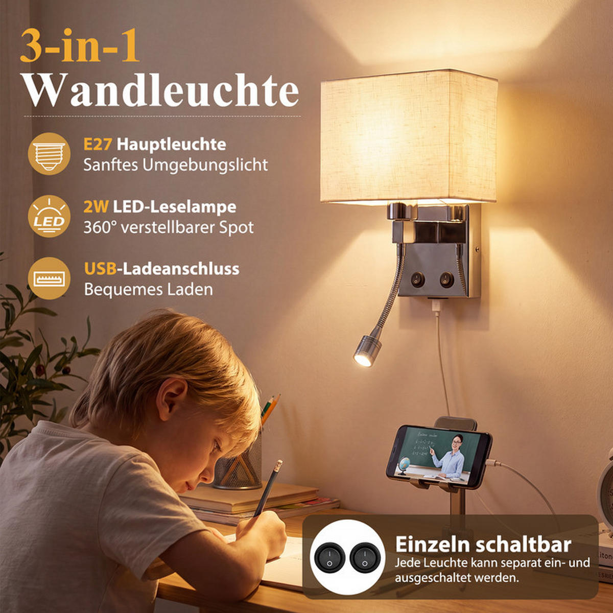 WANDLEUCHTE Gallegos II 36x17.5x20cm - Silberfarben, Metall (17.5/20/36cm) - Nettlife