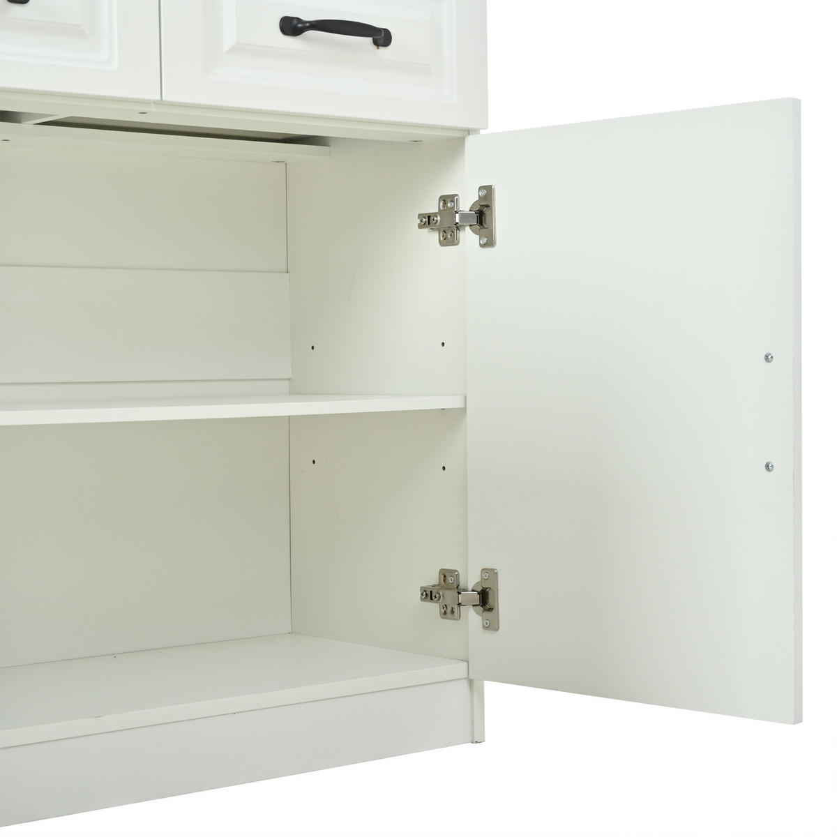 SIDEBOARD in Weiß Kommode mit verstellbarer Einlegeboden für Flur, Wohn-, Büros, B160/T35/TH80cm - Weiß/Naturfarben, Holzwerkstoff/Metall (160/80/35cm) - STILVORA