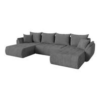 SEDACÍ SOUPRAVA DO U s funkcí spaní a úložným prostorem TOKO-U 378x194x86 tmavě šedá manšestr - černá/tmavě šedá, kompozitní dřevo/textil (378/86/194cm) - ALTDECOR