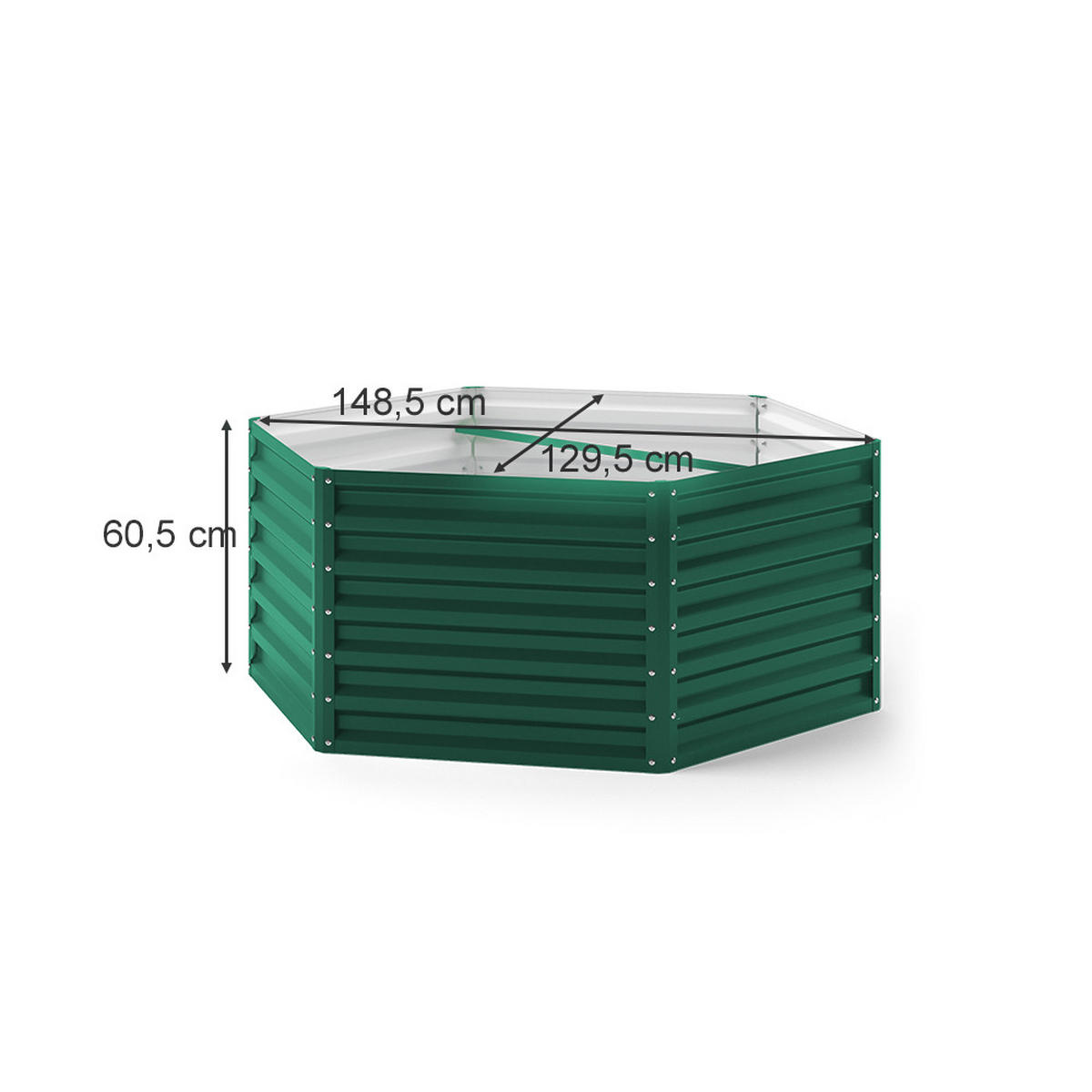HOCHBEET Grün 148.5 x 129 cm - Grün, Metall (148.5/60/129cm) - OK-Living
