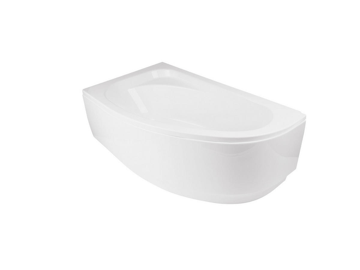 BADEWANNE Eckwanne CORNEA 140/80 Links mit Schürze Ablauf Füße - Weiß, Kunststoff (80/57.5/140cm) - bad land