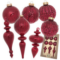 CHRISTBAUMSCHMUCK Romantikformen Antik Rot 19cm (Glas / 9 Stk.) - Rot, Glas (8/19/8cm) - Krebs Glas Lauscha