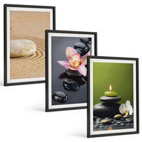 BILDER SET 3er Set - 40x60 cm Schwarzer Rahmen - Entspannende Zen-Steinmotive - Schwarz, Kunststoff (40/60cm) - TULUP