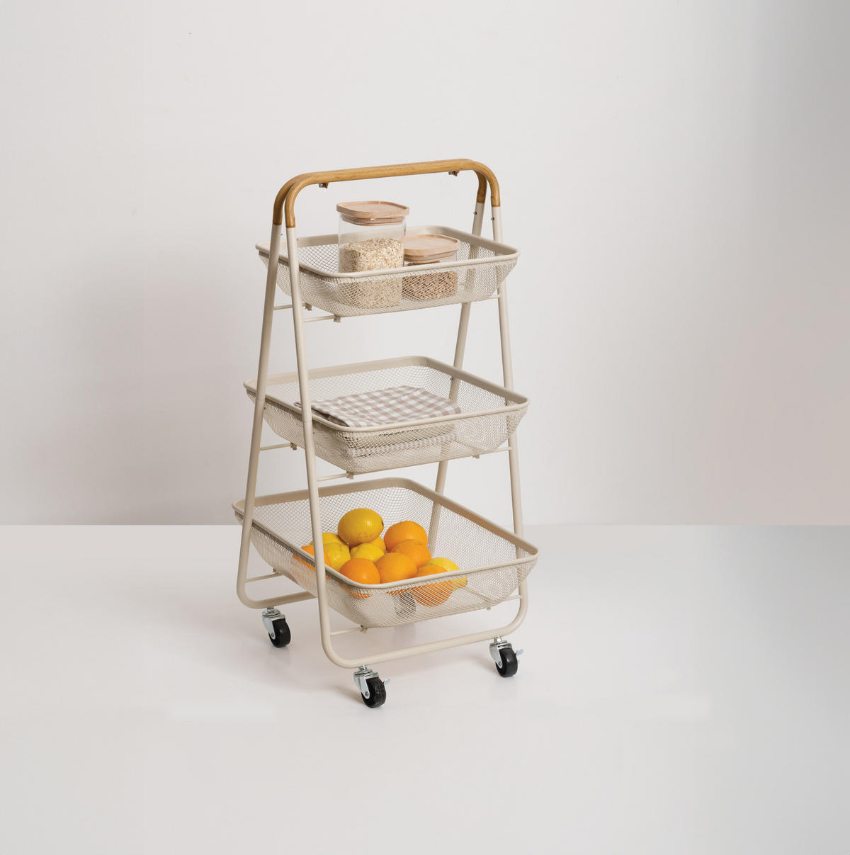 KÜCHENWAGEN 3 Körbe Mayaj Beige 48/41,5/86 cm - Beige, Metall (41.5/86/48cm) - 5five Simply Smart
