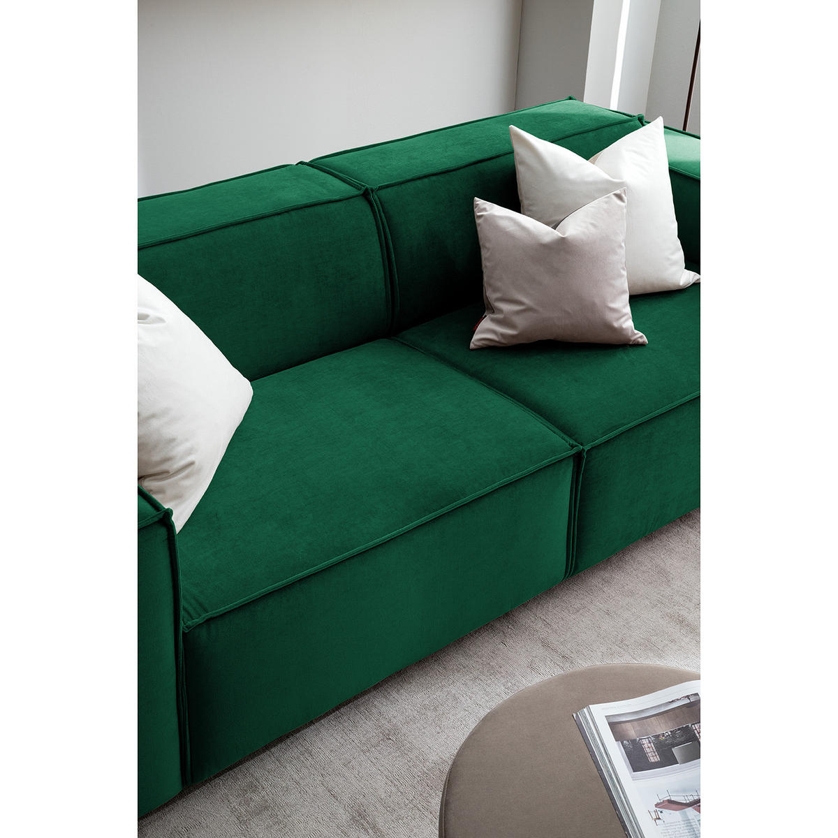 2,5-SITZER SOFA - Dunkelgrün, Textil (223/70/96cm) - home24