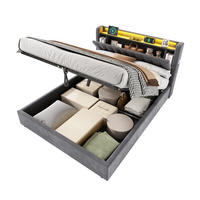 POLSTERBETT 140/200 cm Grau mit LED-Lichtleiste und USB-Anschlüssen - Grau, Holzwerkstoff (140/200cm) - OKWISH