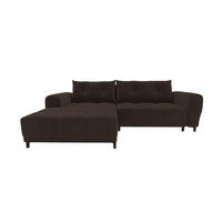 ECKSOFA Massimo Cordstoff Braun inkl. Schlaffunktion Links - Schwarz/Braun, Textil/Metall (246/177cm) - 99rooms