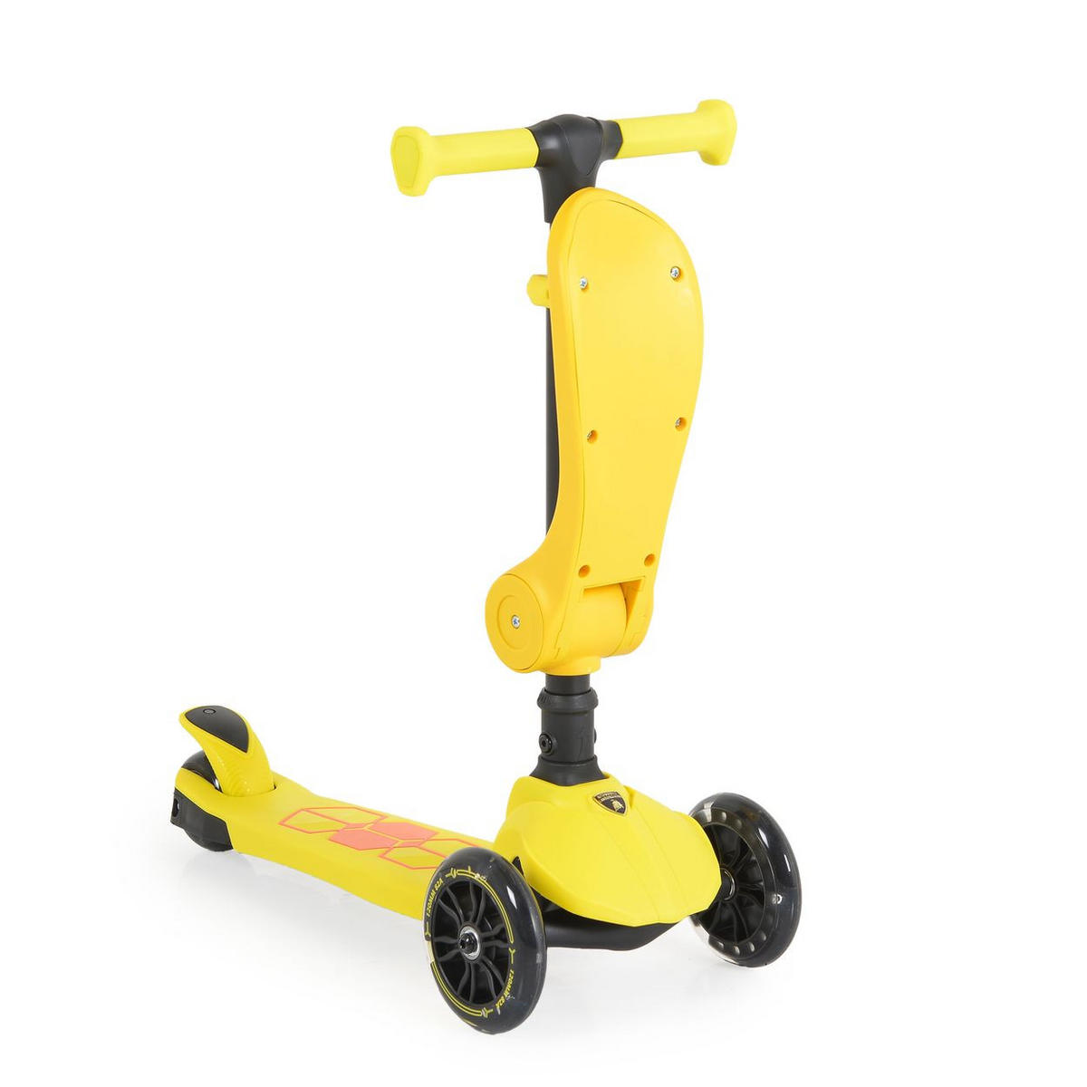 KINDERROLLER 2 in 1 Lamborghini gelb Laufrad, Lenkerhöhe verstellbar, klappbar - Gelb, Kunststoff (57/26/52cm) - Moni