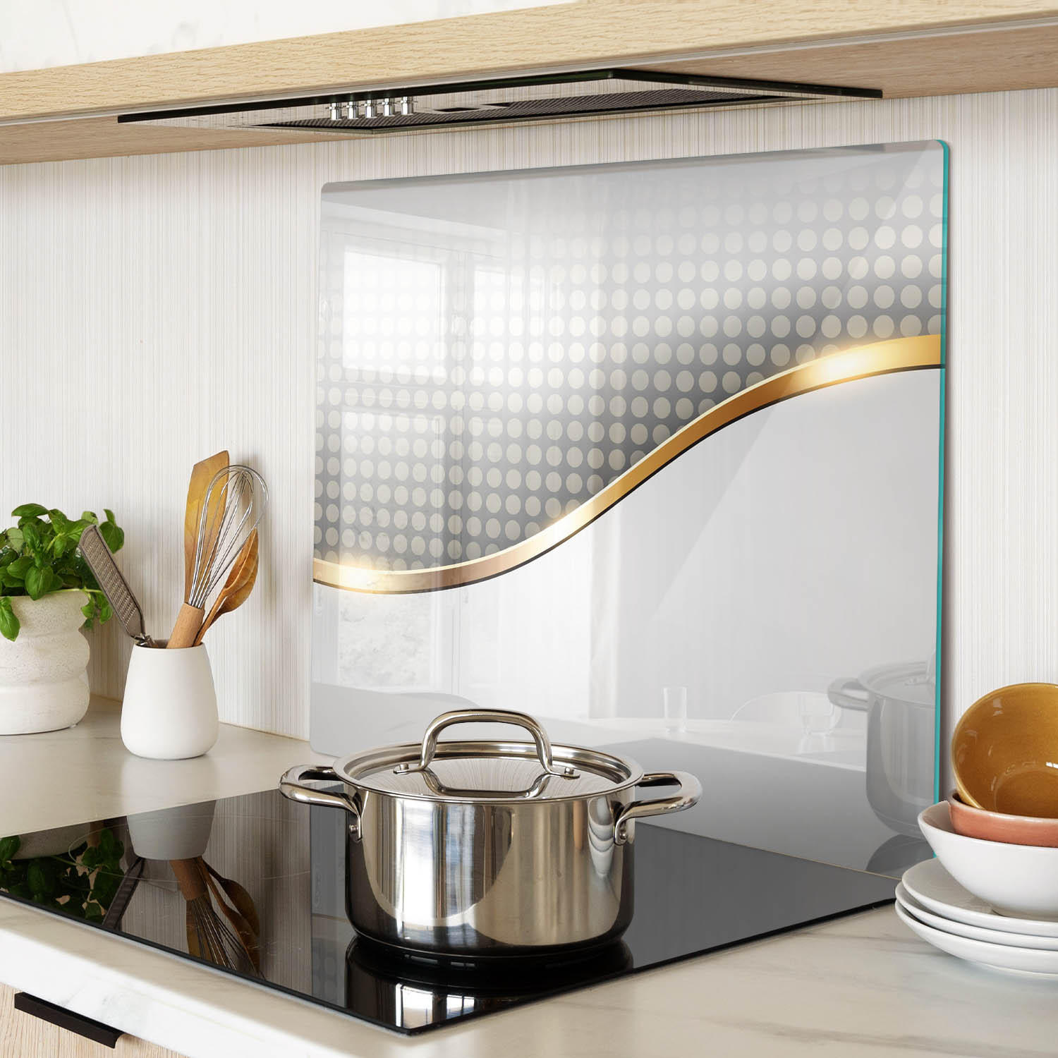 GLASPLATTE 60x52 cm Abstrakt - Goldfarben, Glas (60/0.4/52cm) - TULUP