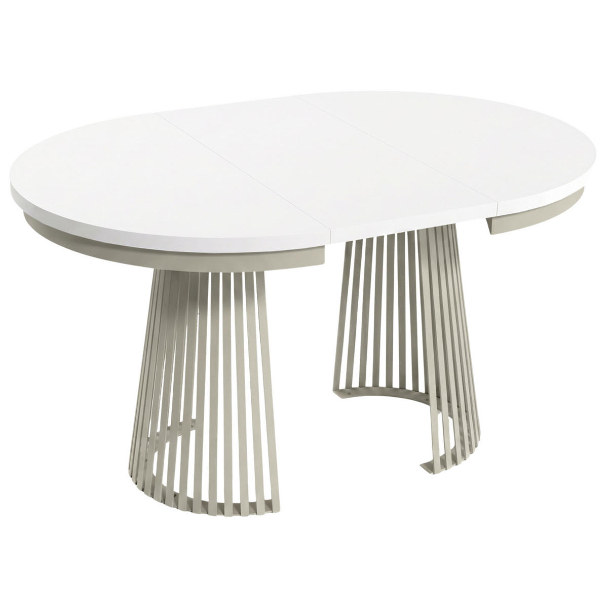 ESSTISCH Lumi im Loft-Stil, ausziehbar Ø 120–200 cm, Metallbeinen, Kaschmir+Weiß - Kaschmir, Metall (120/120/77cm) - Beautysofa