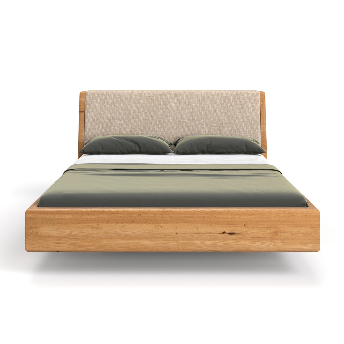 MASSIVHOLZBETT schwebend Aura Tilt aus Eiche 180x220 cm, Storm 06 (Beige) - Eichefarben/Braun, Holz (180/220cm) - Danzz