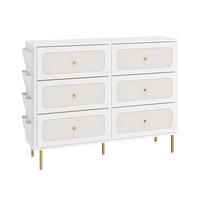 KOMMODE 6 Stoffschubladen Sideboard Metallrahmen 110/98/30 cm, Weiß - Weiß, Textil (110/98/30cm) - Coonoor