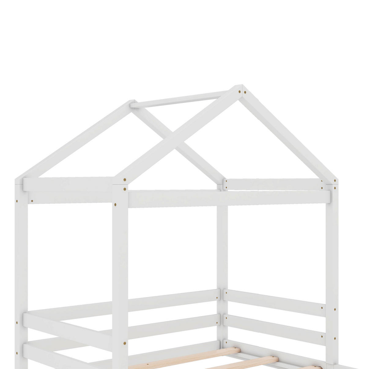 HAUSBETT 140/200 cm, Weiß mit Lattenrost ohne Matratze - Weiß, Holz (140/200cm) - MIVRAY