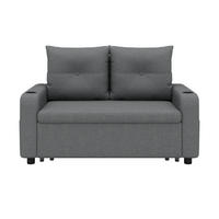 SCHLAFSOFA 3-in-1 Baumwoll-Leinen ausziehbar mit USB-Anschluss und Becherhalter Grau 131/81/94 cm - Grau, Textil (81/94/131cm) - Redom