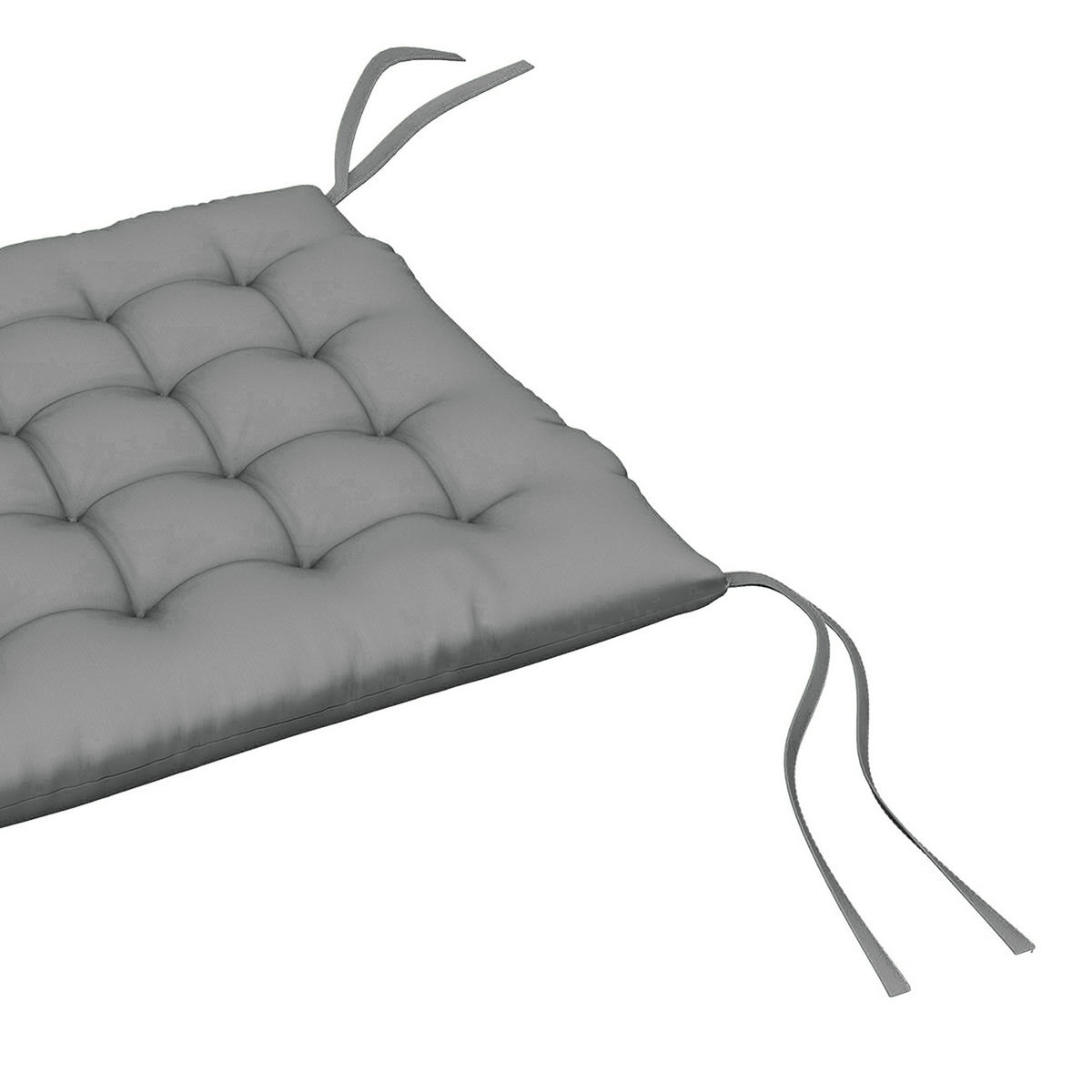 SITZKISSEN DE-17704 6er-Set mit Steppung & Bindebändern Grau - Grau, Textil (40/40/4cm) - ComfortXL