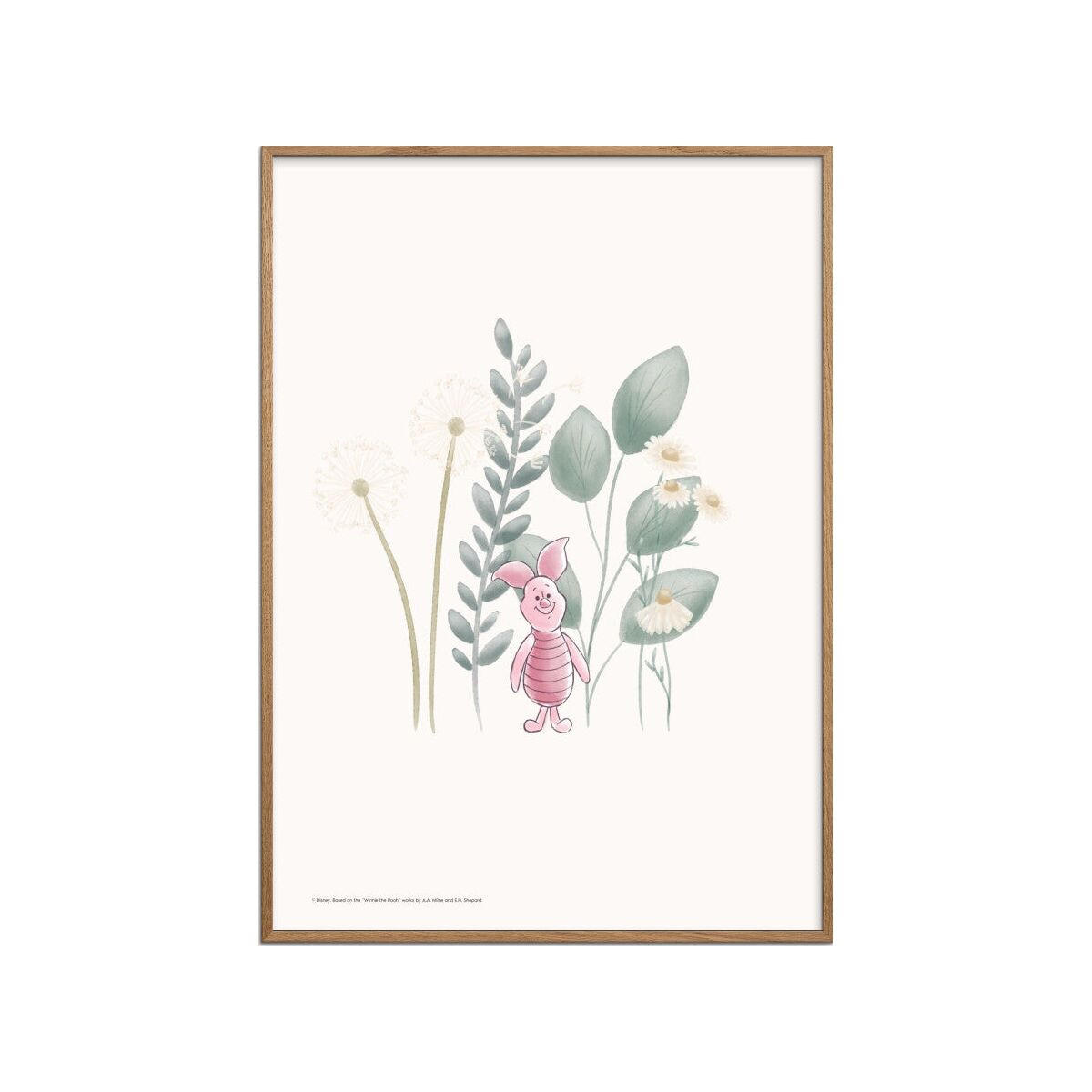 POSTER mit Rahmen Disney - Disney's Piglet Among Dandelions - Eichefarben/Multicolor, Holz/Papier (30/40cm) - Poster&Frame