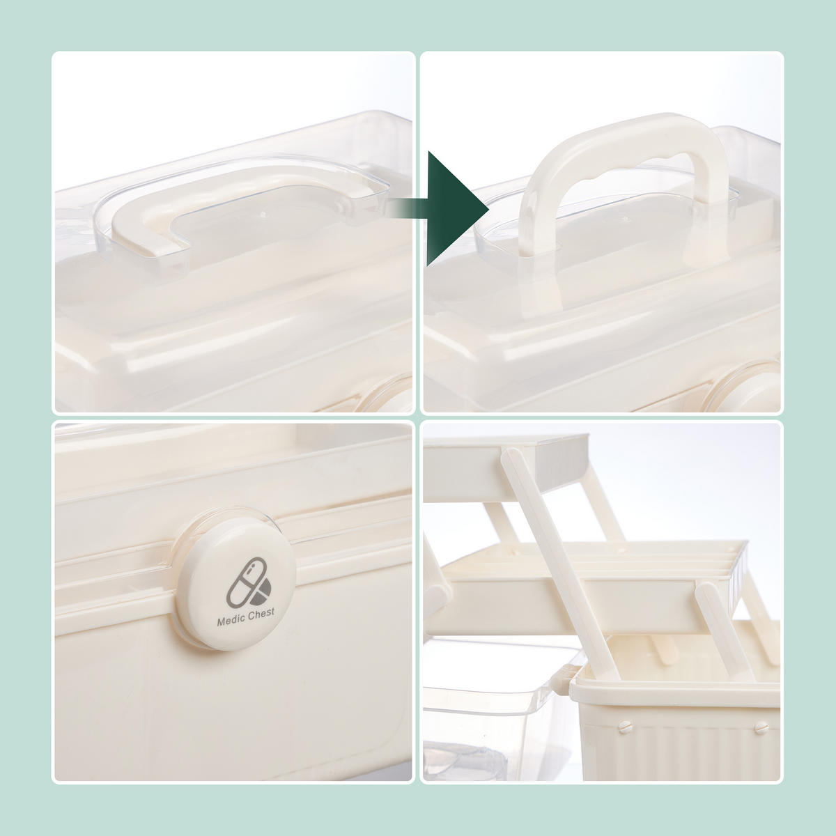 APOTHEKENBOX - Creme, Kunststoff (30/20.5/21cm) - Relaxdays