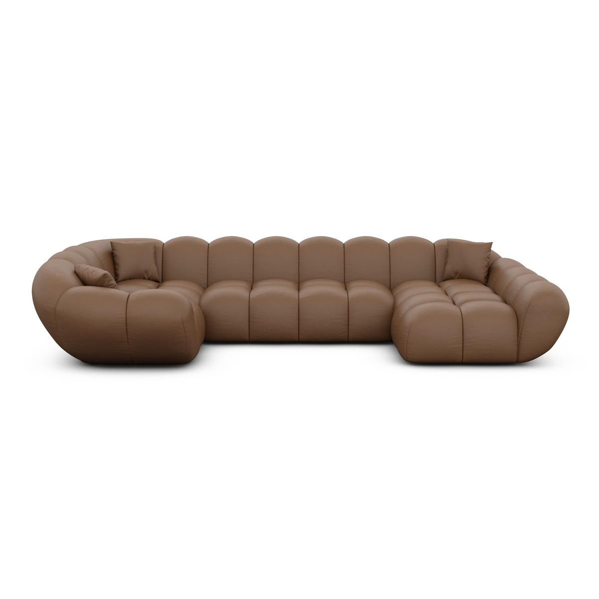 WOHNLANDSCHAFT Liva Braun Kunstleder U-Form XL Rechts - Braun, Kunststoff (193/70/323cm) - VAROYAL