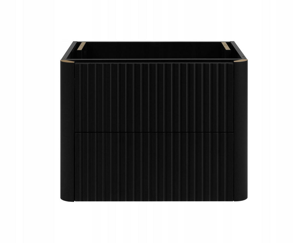 WASCHBECKENUNTERSCHRANK LINEA hängend geriffelt Schwarz matt 60/48/44 cm - Schwarz, Holzwerkstoff (60/48.4/43.7cm) - Rodan