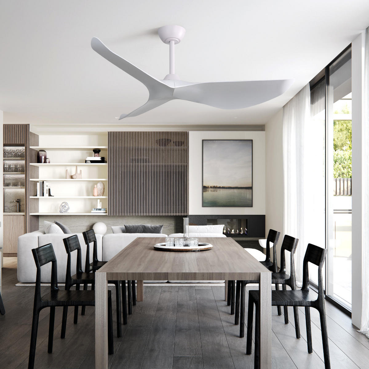 DECKENVENTILATOR 52Zoll Weiß ABS Flügel DC Motor Fernbedienung - Weiß, Kunststoff (132/132/30cm) - CASIVA