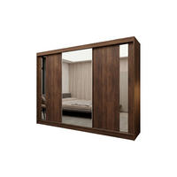 SCHWEBETÜRENSCHRANK GRAZIA 240/216/61 cm Modern Kleiderschrank 3-türig mit Spiegel Nussbaumfarben - Nussbaumfarben, Holzwerkstoff (240/216/61cm) - MASSENO