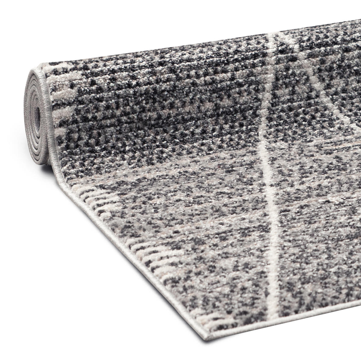 TEPPICH Harmonia Rautenmotiv Hoch-Tief-Effekt grau 160 x 230 cm - Hellgrau/Grau, Kunststoff/Textil (160/230cm) - oKu-Tex