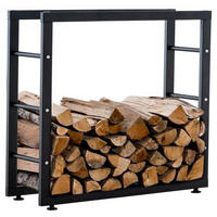 KAMINHOLZSTÄNDER Kerry-II, 25x100x80 cm Schwarz - Schwarz, Metall (100/80/25cm) - TPFLiving