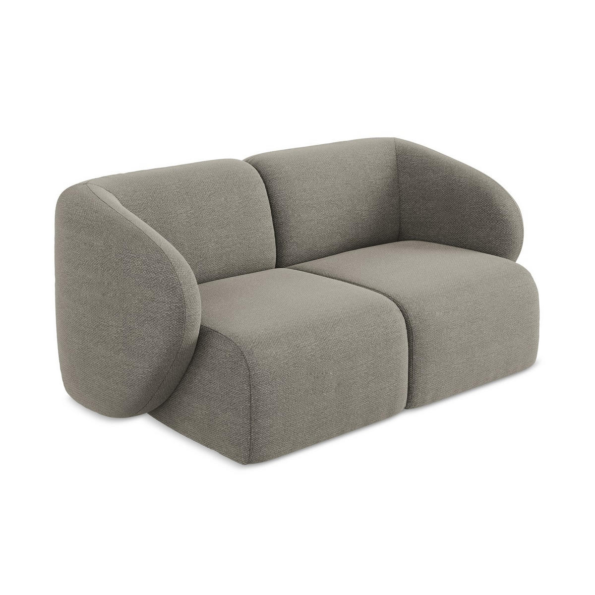 2-SITZER-SOFA Bouclé Stoff Grau - Schwarz/Grau, Holzwerkstoff/Kunststoff (174/75/94cm) - LaMiaSofa