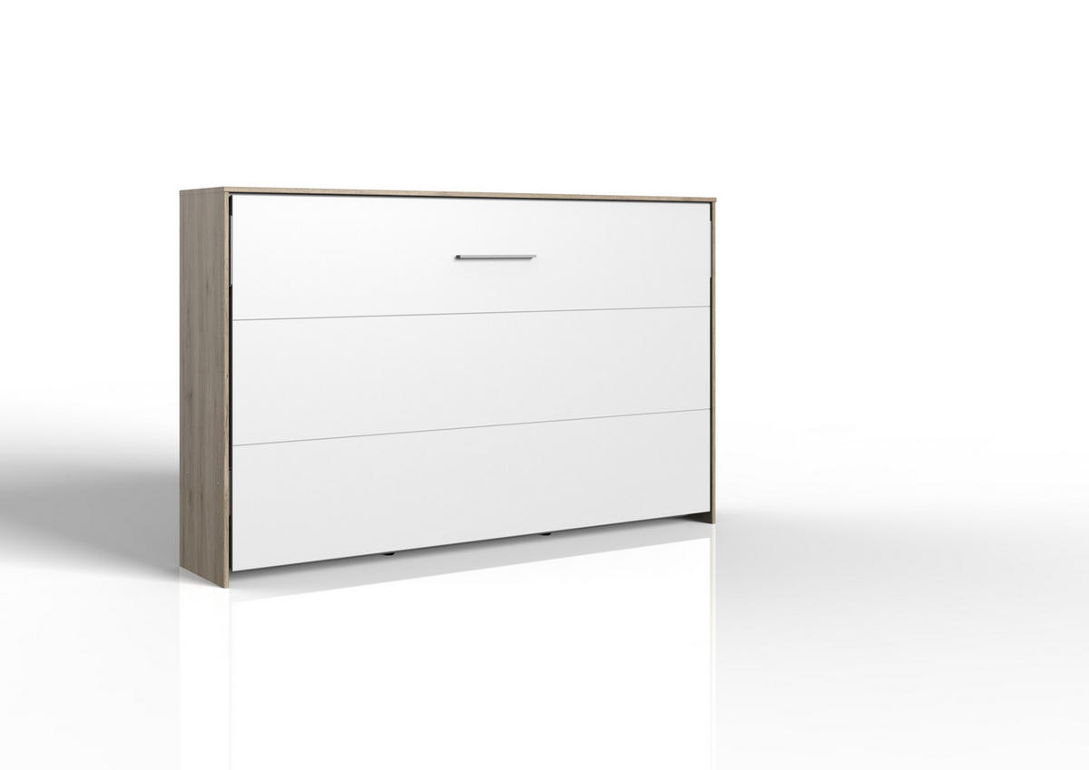 KLAPPBETT Juist in Eiche San Remo und Weiß 120x200cm - Weiß/Braun, Holzwerkstoff (120/105cm)