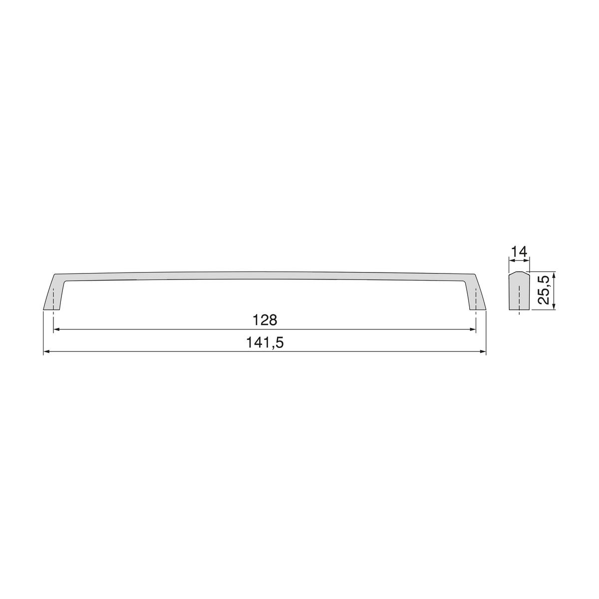 MÖBELGRIFFE Canton, L142mm, 128mm Achsenabstand, Zamak, Nickel satiniert 10er-set - Silberfarben, Kunststoff (1.4/3/14.15cm) - EMUCA