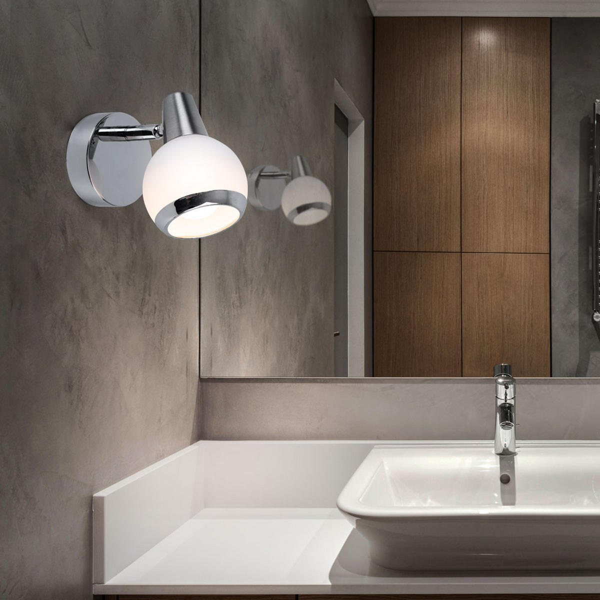 LED WANDLEUCHTE KARDE Chrom Silber - Silberfarben, Glas (8/11.5/12.5cm) - Globo Lighting