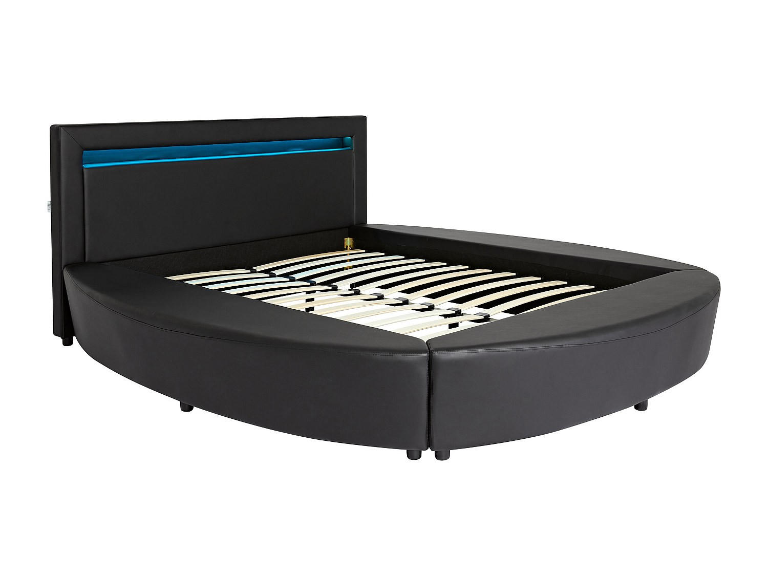 RUNDES Bett - 2 Personen-Sitzer - Kunstleder - Schwarz - - Schwarz, Leder (259/213cm) - Vente-Unique