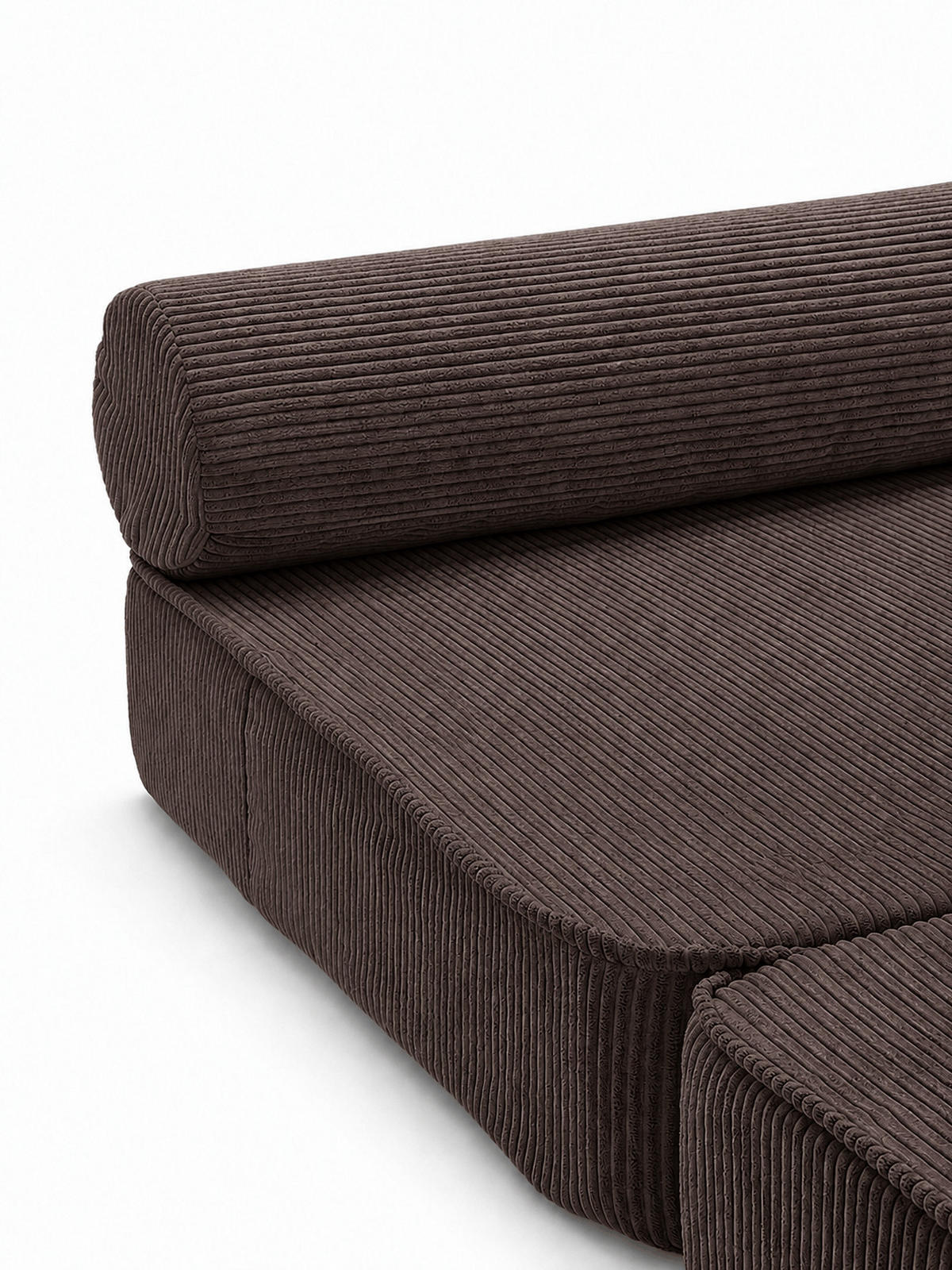 SCHLAFSESSEL ausklappbar, modularer Bodensessel mit Rückenrolle in Braun - Braun, Textil (80/62/95cm) - SURB